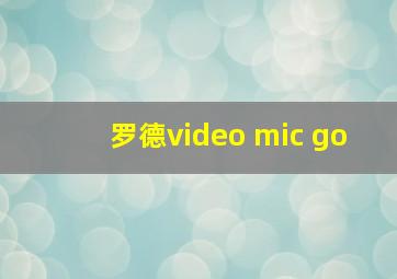 罗德video mic go